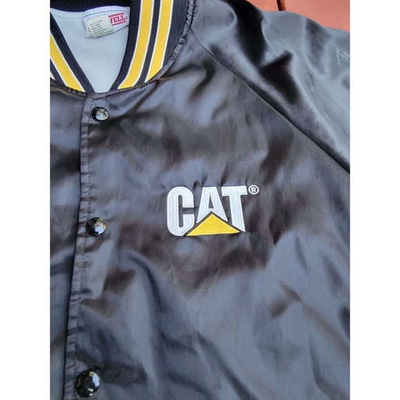 Vintage 80’s Caterpillar CAT Machinery Satin Varsity Bomber Jacket Size XL - Picture 4 of 10